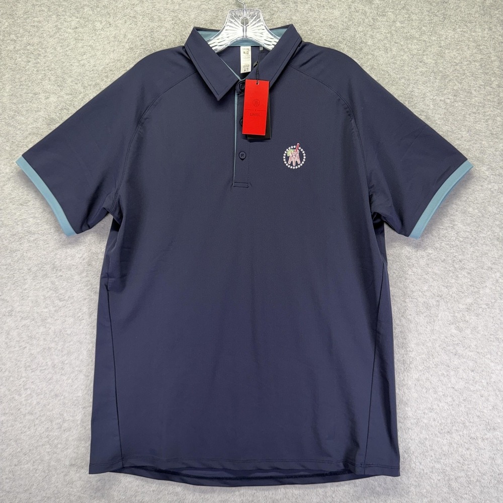 UNRL Polo Shirt Mens Large Navy Light Blue Transfusion Tradition Golf Stretch